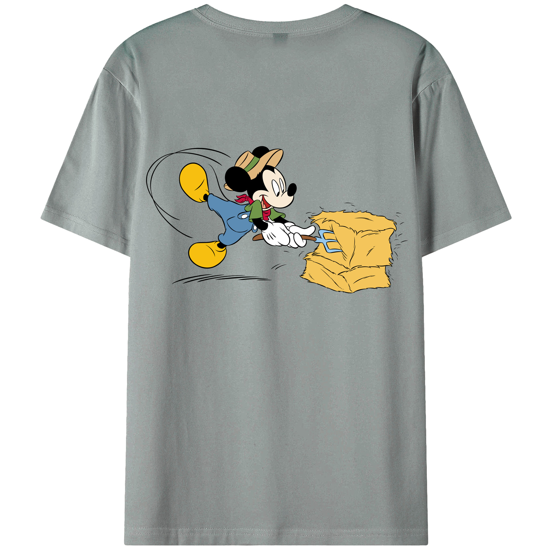 ミッキーマウス Mickey Mouse 綿100％ メンズ半袖Tシャツ（バックプリント） 通気性